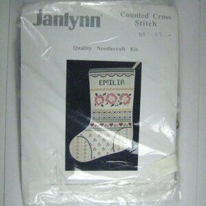 Janlynn Stocking 9207 Kit Counted Cross Stitch 1989 Open Package NO NEEDLE